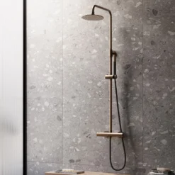 Afbeelding 1 Saniclear Antique Pro opbouw regendouche met 20cm hoofddouche en staafhanddouche verouderd messing