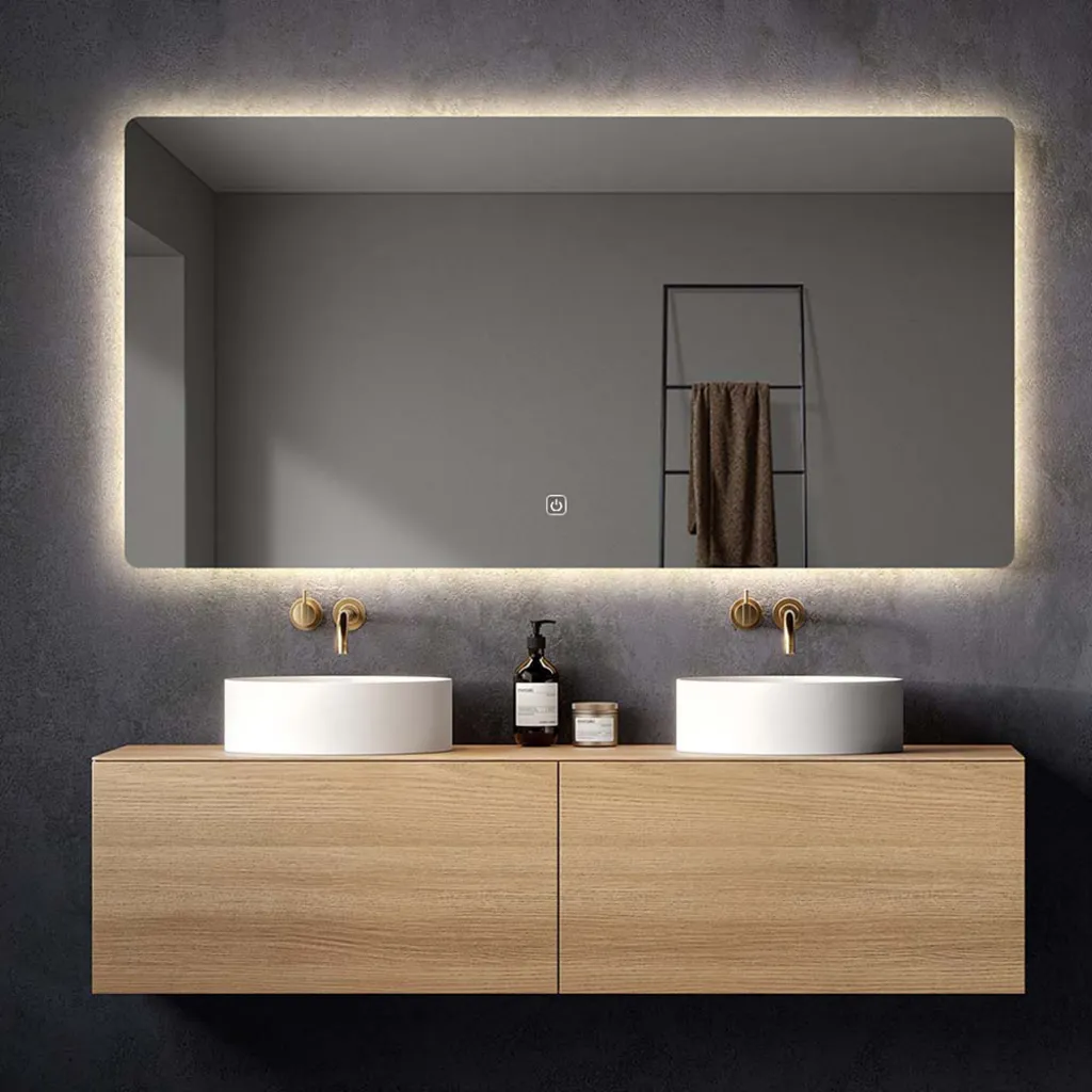 Saniclear Aspen spiegel 160x70cm met LED verlichting en spiegelverwarming 1 Afbeelding 1 Saniclear Aspen spiegel 160x70cm met LED verlichting en spiegelverwarming
