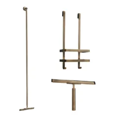 Afbeelding 1 Saniclear Antique douche accessoiresset met wissers en shampoohouder verouderd messing