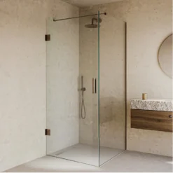 Afbeelding 1 Saniclear Modern Antique douchecabine 100x90 met 90cm deur verouderd messing