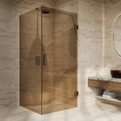 Afbeelding 1 Saniclear Modern Antique brons glas douchecabine 120x90cm met 90cm deur anti-kalk verouderd messing