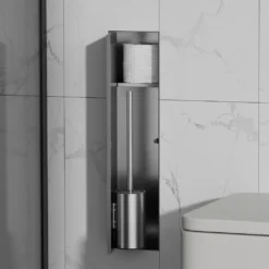 Afbeelding 1 Saniclear Hide inbouw toiletborstel met rolhouder RVS