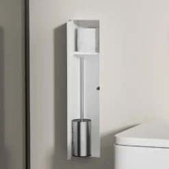 Afbeelding 1 Saniclear Hide inbouw toiletborstel met rolhouder mat wit