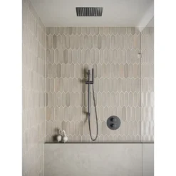 Afbeelding 2 Saniclear Cube inbouw regendouche rond met inbouw douchekop 30x30cm, glijstang en staafhanddouche verouderd ijzer - gunmetal