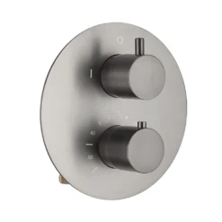 Afbeelding 2 Saniclear Iron inbouw regendouche rond met 30cm hoofddouche, plafondarm en 2 standen handdouche verouderd ijzer - gunmetal