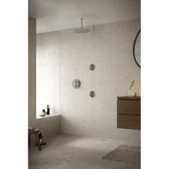 Afbeelding 2 Saniclear Talpa Stripes inbouw regendouche 20cm met ronde massagejets en plafondarm chroom