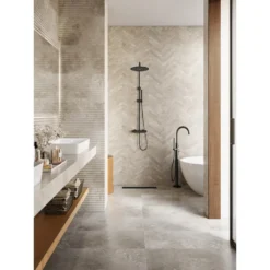 Afbeelding 2 Saniclear Nero mat zwart opbouw regendouche 30cm met thermostaatkraan en staafhanddouche