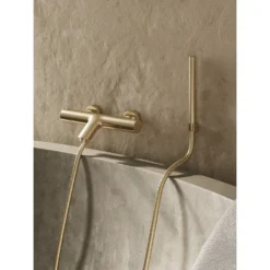 Afbeelding 2 Saniclear Brass thermostatische opbouw badkraan geborsteld messing - mat goud