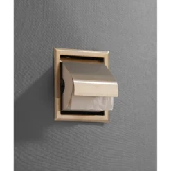 Afbeelding 2 Saniclear Brass inbouw toiletrol houder met klep geborsteld messing - mat goud