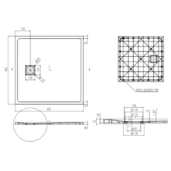 Afbeelding 2 Saniclear Naxos SMC douchebak stone-look 90x90cm wit mat