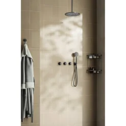 Afbeelding 2 Saniclear Plus inbouw regendouche met 20cm hoofddouche en plafondarm verouderd ijzer - gunmetal