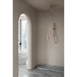 Afbeelding 2 Saniclear Copper inbouw regendouche met 30cm hoofddouche, plafondarm en glijstang geborsteld koper
