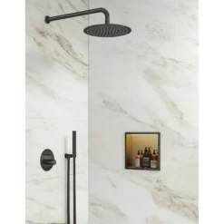 Afbeelding 2 Saniclear Lucio inbouwnis met LED verlichting 30x30cm verouderd ijzer - gunmetal