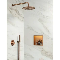 Afbeelding 2 Saniclear Lucio inbouwnis met LED verlichting 30x30cm mat rose goud