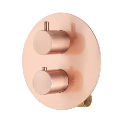 Afbeelding 2 Saniclear Copper ronde inbouw kraan thermostatisch geborsteld koper