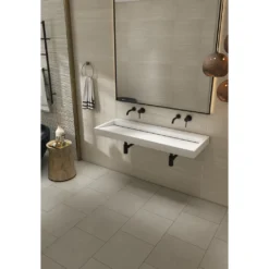 Afbeelding 2 Saniclear Hoya solid surface wastafel 120x45,5cm zonder kraangat mat wit