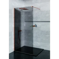 Afbeelding 2 Saniclear Shade douchewand rookglas 120x200cm geborsteld koper profiel