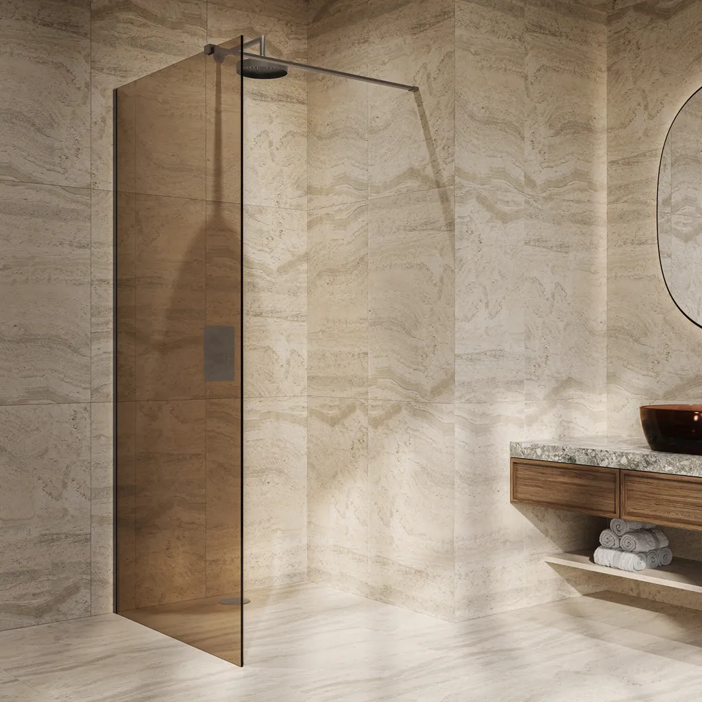 Saniclear Bronze douchewand 90x200cm brons glas 2 Afbeelding 2 Saniclear Bronze douchewand 90x200cm brons glas