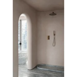 Afbeelding 2 Saniclear Antique inbouw regendouche met 30cm hoofddouche en muurarm verouderd messing