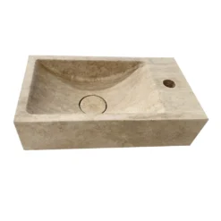 Afbeelding 2 Saniclear White Travertin fontein met kraangat rechts 39x22x10cm