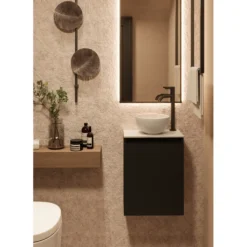 Afbeelding 2 Saniclear Micro waskom voor toilet 23cm white travertin