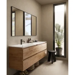Afbeelding 2 Saniclear Cosmos fine stone wastafel links 160x46cm met kraangat mat wit
