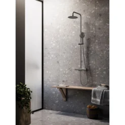 Afbeelding 2 Saniclear Evolution opbouw regendouche met 20cm hoofddouche en 2 standen handdouche verouderd ijzer - gunmetal