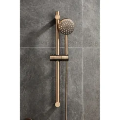 Afbeelding 2 Saniclear Antique doucheset met thermostatische kraan, handdouche en glijstang verouderd messing