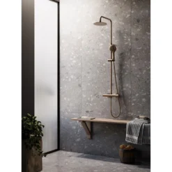 Afbeelding 2 Saniclear Evolution opbouw regendouche met 20cm hoofddouche en 2 standen handdouche verouderd messing