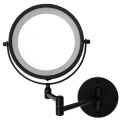 Afbeelding 1 Ridder Mary Wandgemonteerde scheerspiegel, LED, Ø13cm, zwart