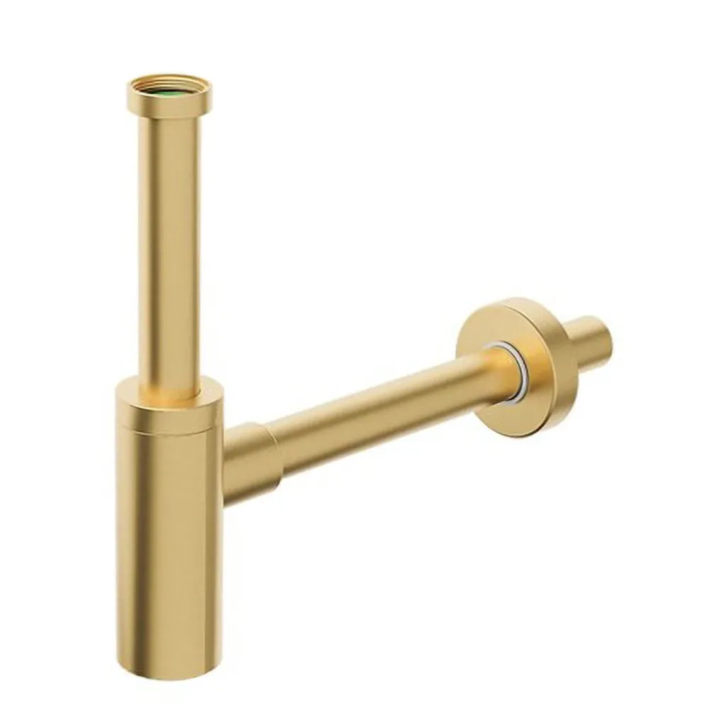 Bonomini Inoxmater Wastafelsifon 5/4", afvoer 32mm, RVS/mat goud