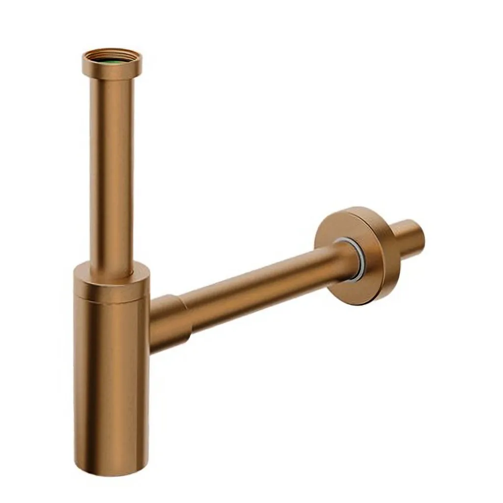 Bonomini Inoxmater Wastafelsifon 5/4", afvoer 32mm, RVS/mat koper