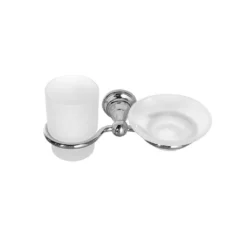 Afbeelding 1 Sapho Diamond Borstel houder met zeephouder, matglas, chroom