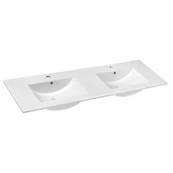 Afbeelding 1 Sapho Slim Keramische dubbele wastafel 150x46cm, wit