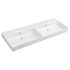 Afbeelding 1 Sapho Kare 120 Keramische wastafelonderkast dubbele wastafel 120x46cm, wit