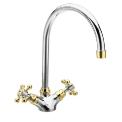 Afbeelding 1 Sapho Antea Keukenkraan (h) 27,5cm, chroom/goud