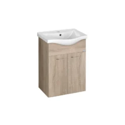 Afbeelding 1 Aqualine Keramia Fresh Wastafelonderkast 51,1x74x34cm, eiken platina