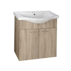 Afbeelding 1 Aqualine Keramia Fresh Wastafelonderkast 60,6x74x34cm, eiken platina