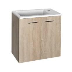 Afbeelding 1 Aqualine Zoja Wastafelonderkast 49x50x24,5cm, eiken platina