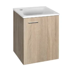 Afbeelding 1 Aqualine Zoja Wastafelonderkast 40x50x32cm, eiken platina