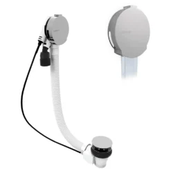 Afbeelding 1 Polysan Badafvoerset met vulfunctie, bowdenmechanisme, lengte 60cm, stop 7,2cm, chroom