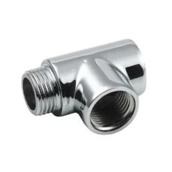 Afbeelding 1 Aqualine Verchroomde 1/2' BSP schroefdraad-T-stuk voor radiatorbuis