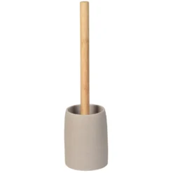 Afbeelding 1 Sapho Riko Vrijstaande toiletborstel met houder, beige/bamboe