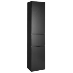 Afbeelding 1 Aqualine Altair Hoge kast met wasmand 40x184x31cm, mat zwart, rechts