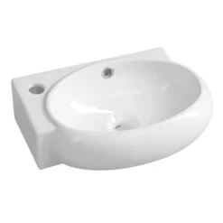 Afbeelding 1 Sapho Ribera Keramische hoekwastafel 43x28,5cm, kraangat links, wit