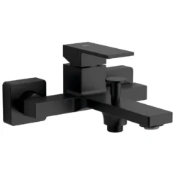Afbeelding 1 Sapho Cubemix Wandgemonteerde badmengkraan, mat zwart
