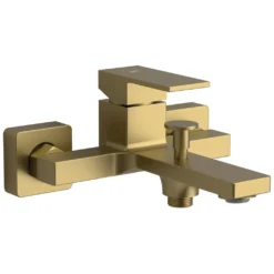 Afbeelding 1 Sapho Cubemix Wandgemonteerde badmengkraan, mat goud