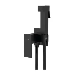 Afbeelding 1 Sapho Cubemix Inbouw bidetkraan met handdouche met stopknop, vierkant, mat zwart