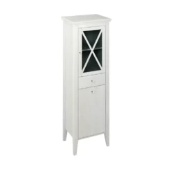 Afbeelding 1 Sapho Cross Hoge opbergkast met wasmand 49x170x39cm, rechts/oud wit