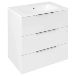 Afbeelding 1 Sapho Cirasa Wastafelonderkast 69,8x75x46cm, 3x lade, glanzend wit